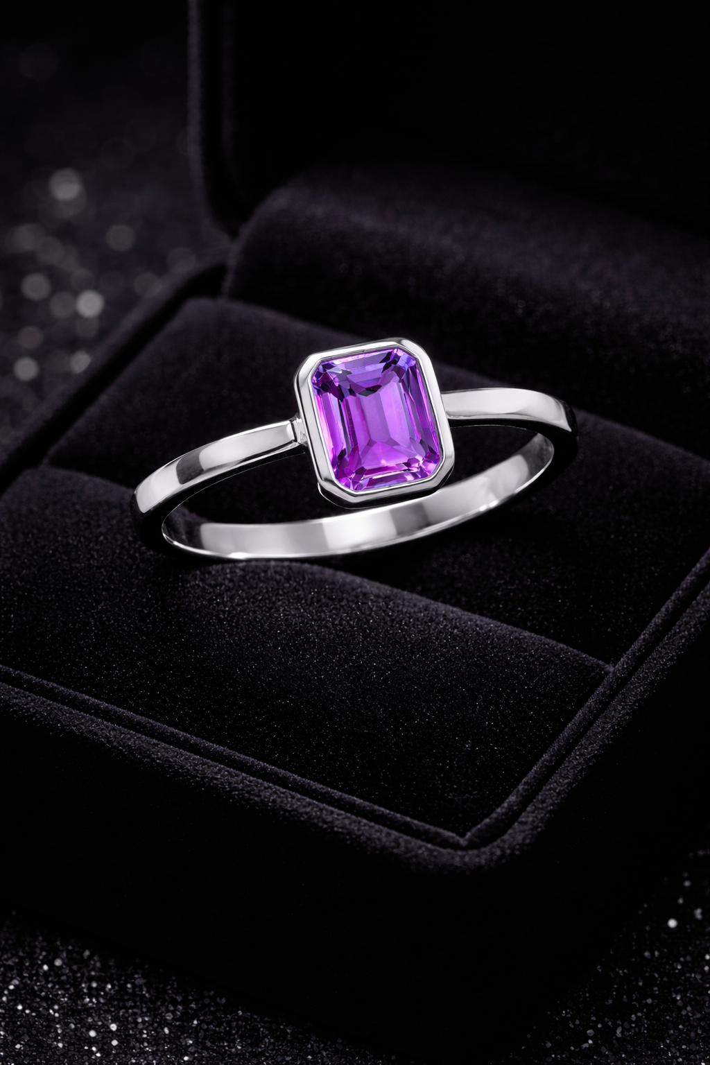 Solitaire Amethyst Ring Sterling Silver 925 Hallmarked British Made Size M - R