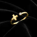 Gemstone Open Cross Ring 9ct Yellow Gold Hallmarked Sizes J - R British Made