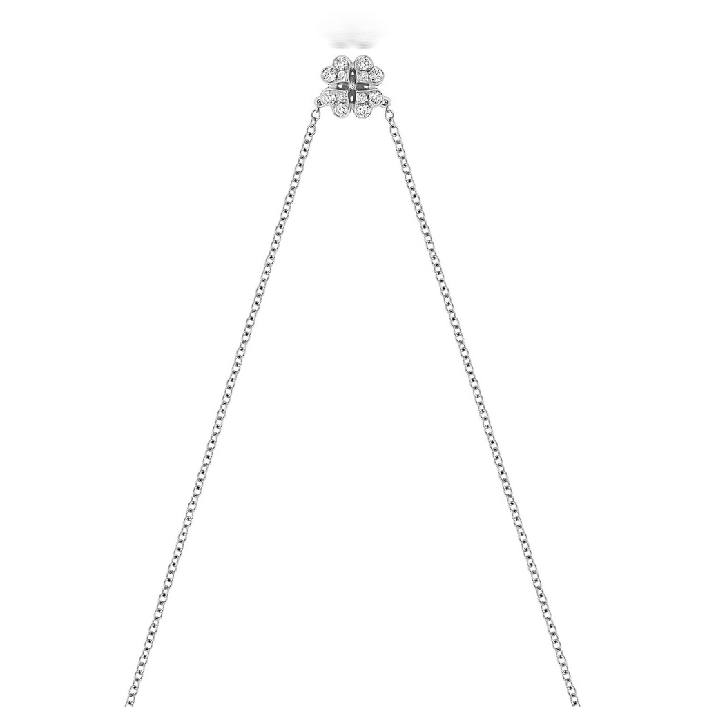 12 Natural Diamond Clover Necklace 18ct White Gold Hallmarked British Made