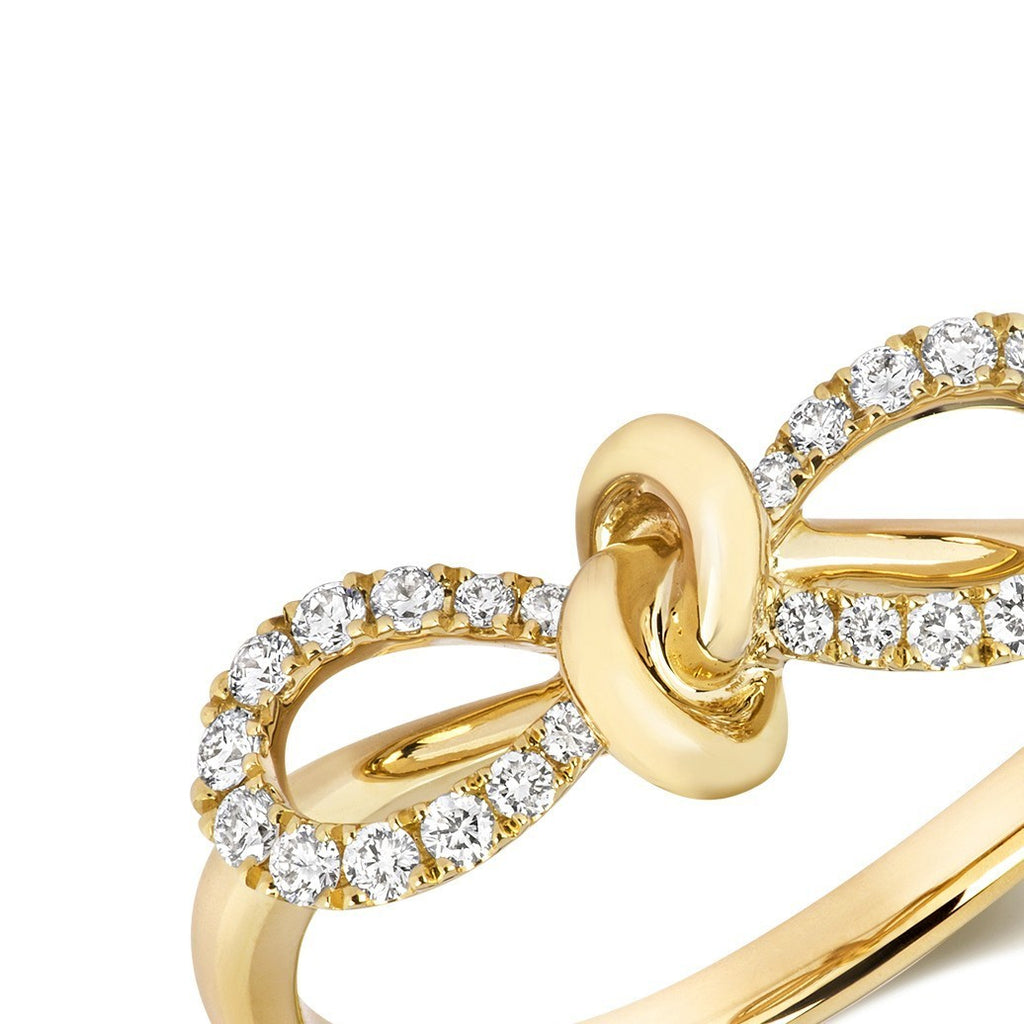 24 Natural Diamond Bow Ring 18ct Yellow Gold Hallmarked Sizes J - Q