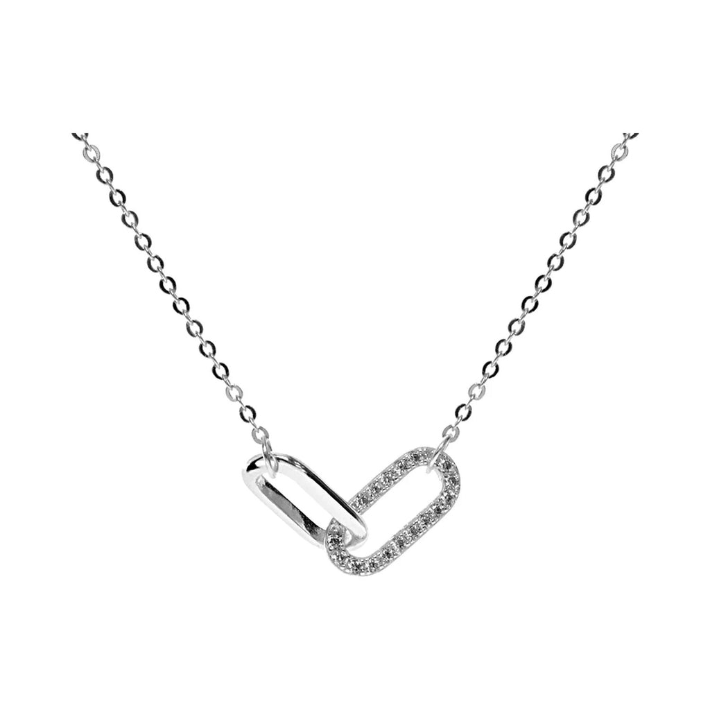 Intertwined Oval Loop Necklace Solid Sterling Silver 925 Hallmarked British Made