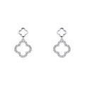 Diamond Quatrefoil Drop Earrings 9ct White Gold 375 Hallmarked British Made
