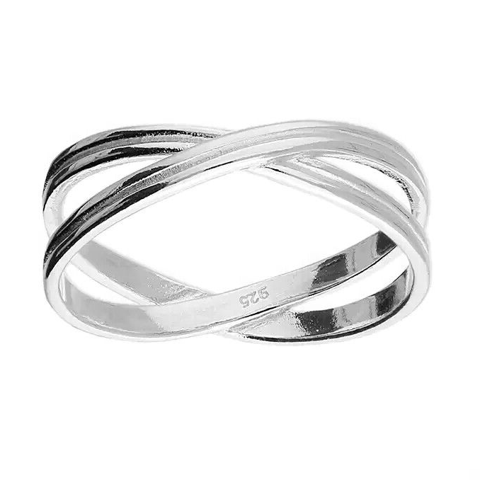 Crossover Loop Ring Sterling Silver 925 Hallmarked British Made Size L - R
