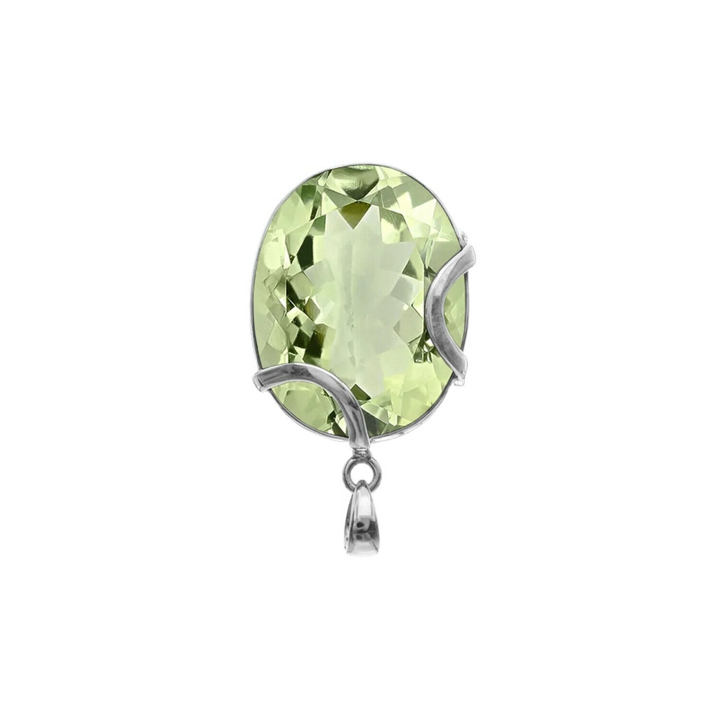 Oval Vine Green Amethyst Pendant Sterling Silver 925 HallmarkAll Chain Lengths