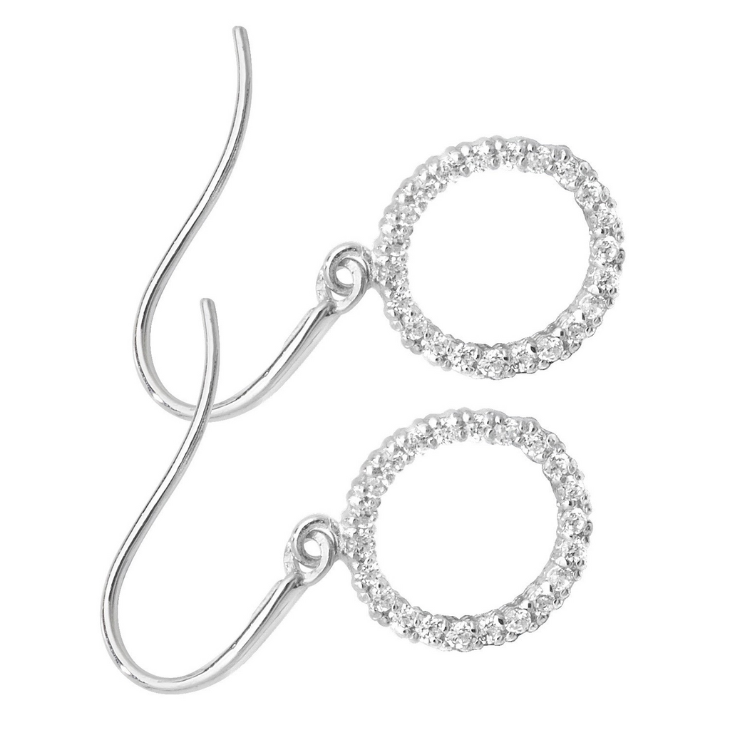 Channel Set Hook Drop Earrings 9ct White Gold 375 Hallmarked Brand New Boxed