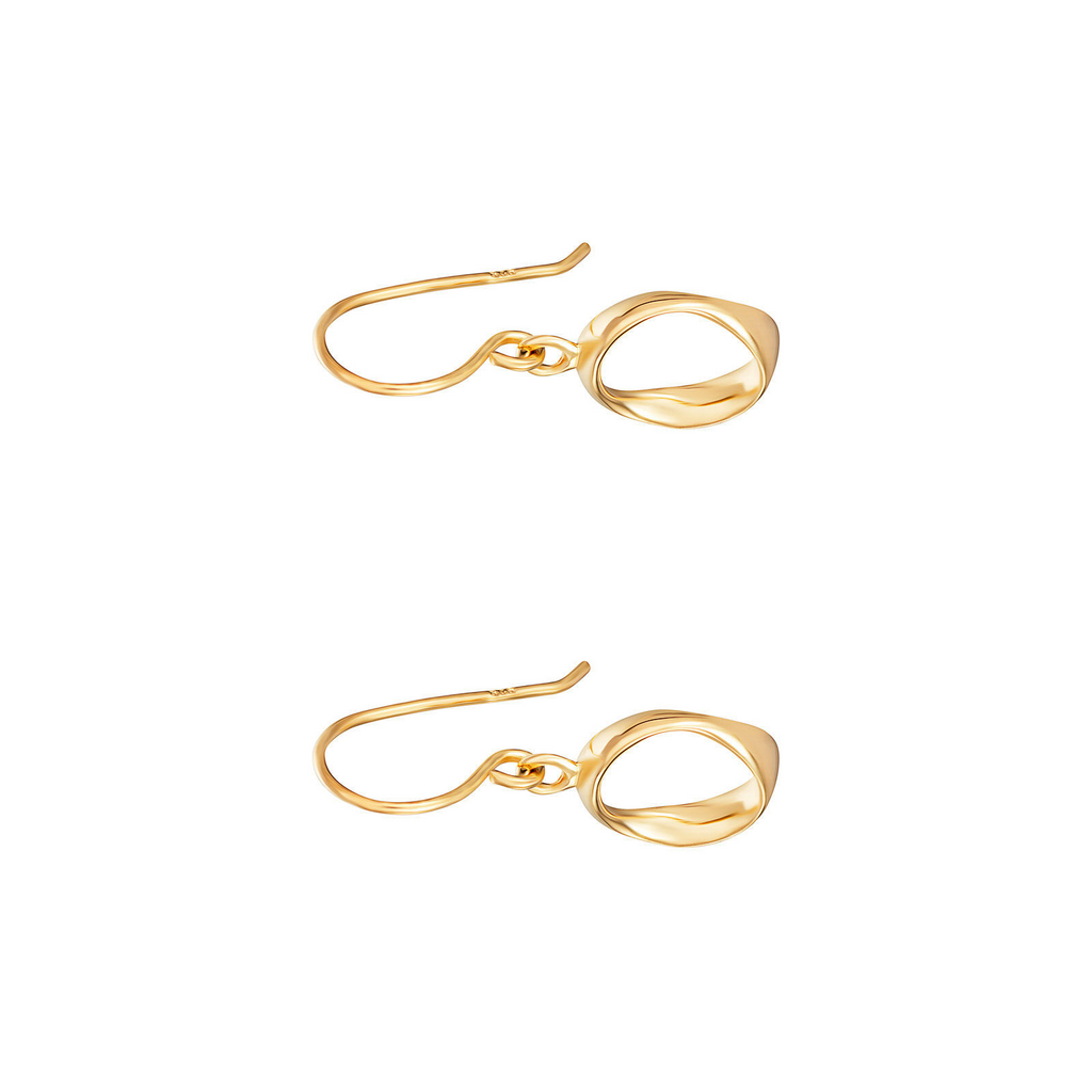 Twist Hook Drop Earrings 9ct yellow Gold Plated Hallmarked British Made
