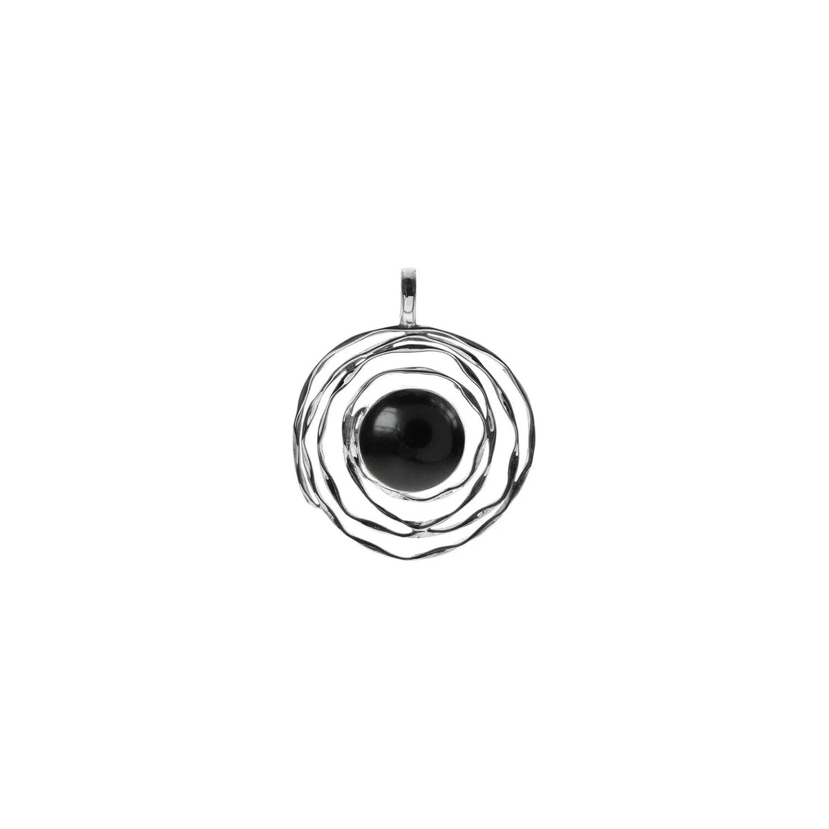 Black Onyx Flush Web Pendant Sterling Silver Hallmarked All Chain Lengths