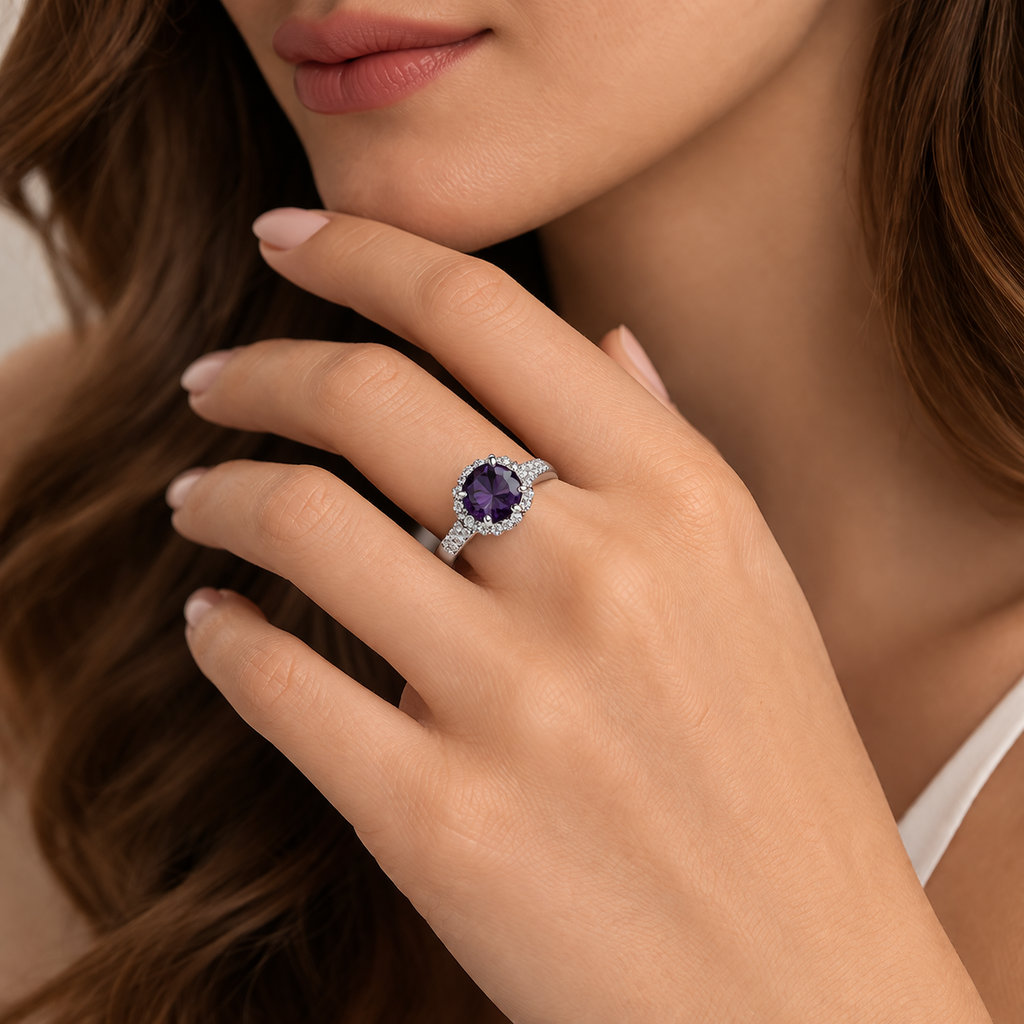 Amethyst Cluster Ring Sterling Silver 925 Hallmarked British Made Size J - R