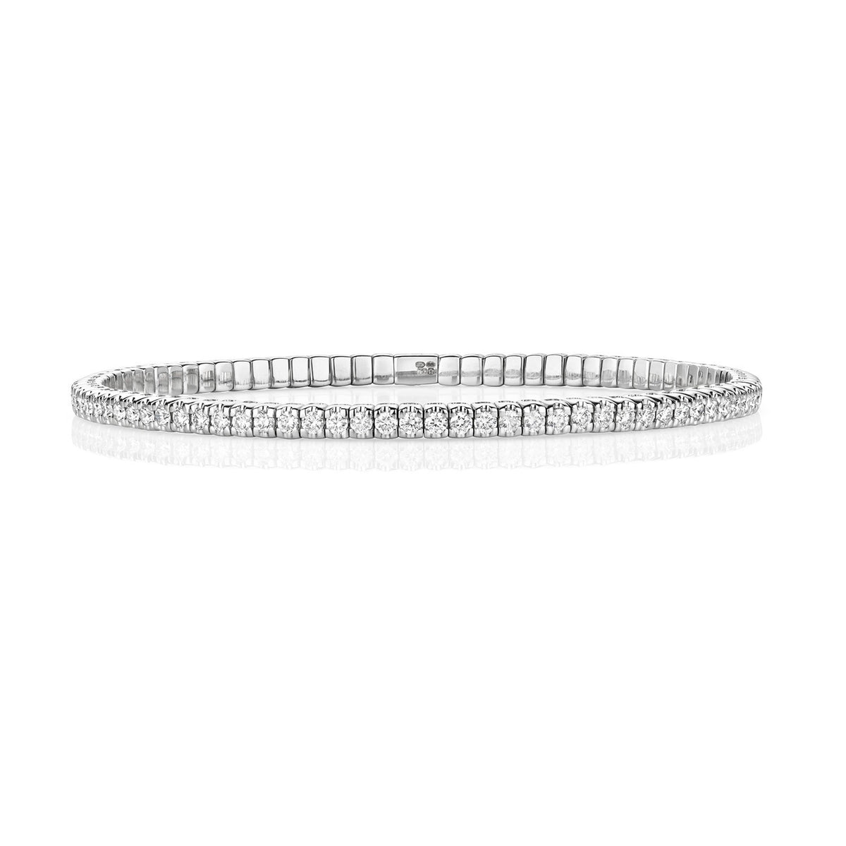 Natural Diamond 18ct White Gold Stretch Bangle 375 Hallmarked British Made