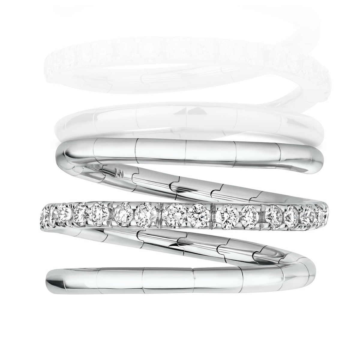 Natural Diamond Flexi Twist Ring 18ct White Gold Hallmarked Sizes J - Q