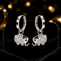 Cluster Elephant Hoop Earrings Sterling Silver 925 Hallmarked Brand New Boxed