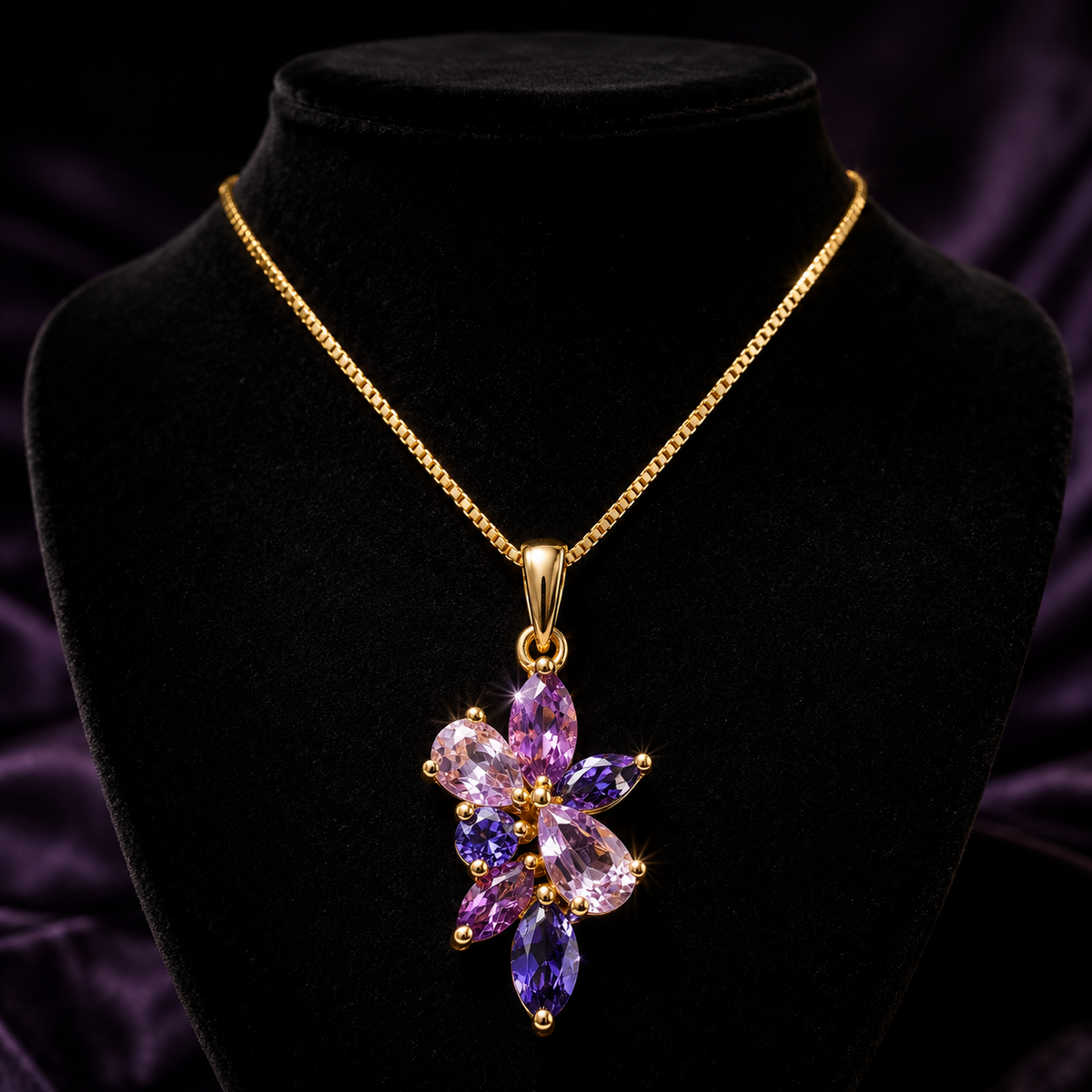 Amethyst Marquise Pendant 9ct Yellow Gold 375 Hallmarked British Made