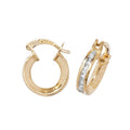 9ct Yellow Gold Gemstone Hoop Earrings 375 Hallmarked 8mm - 13mm Diameter