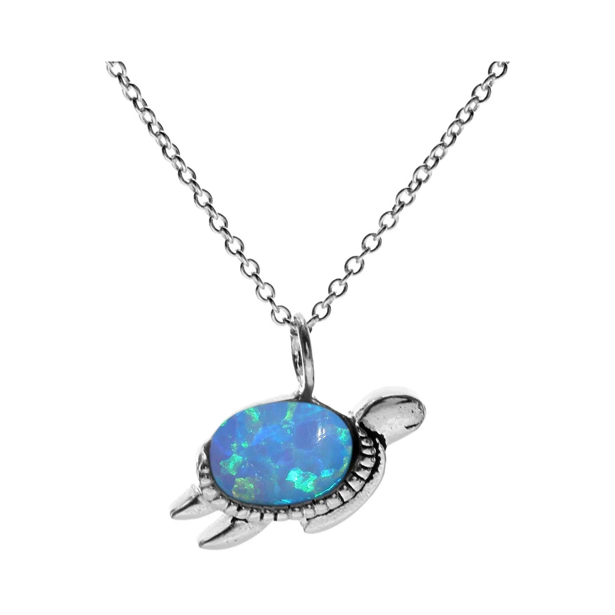 Statement Opal Turtle Necklace Solid Sterling Silver 925 Hallmarked British Made