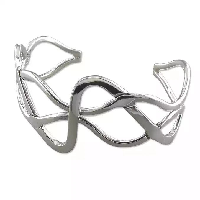 Abstract Weave Bangle Sterling Silver 925 Hallmarked British Made Brand New