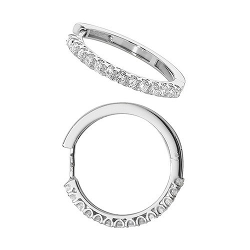 14 Natural Diamond Hoop Earrings 18ct White Gold Hallmarked British Made