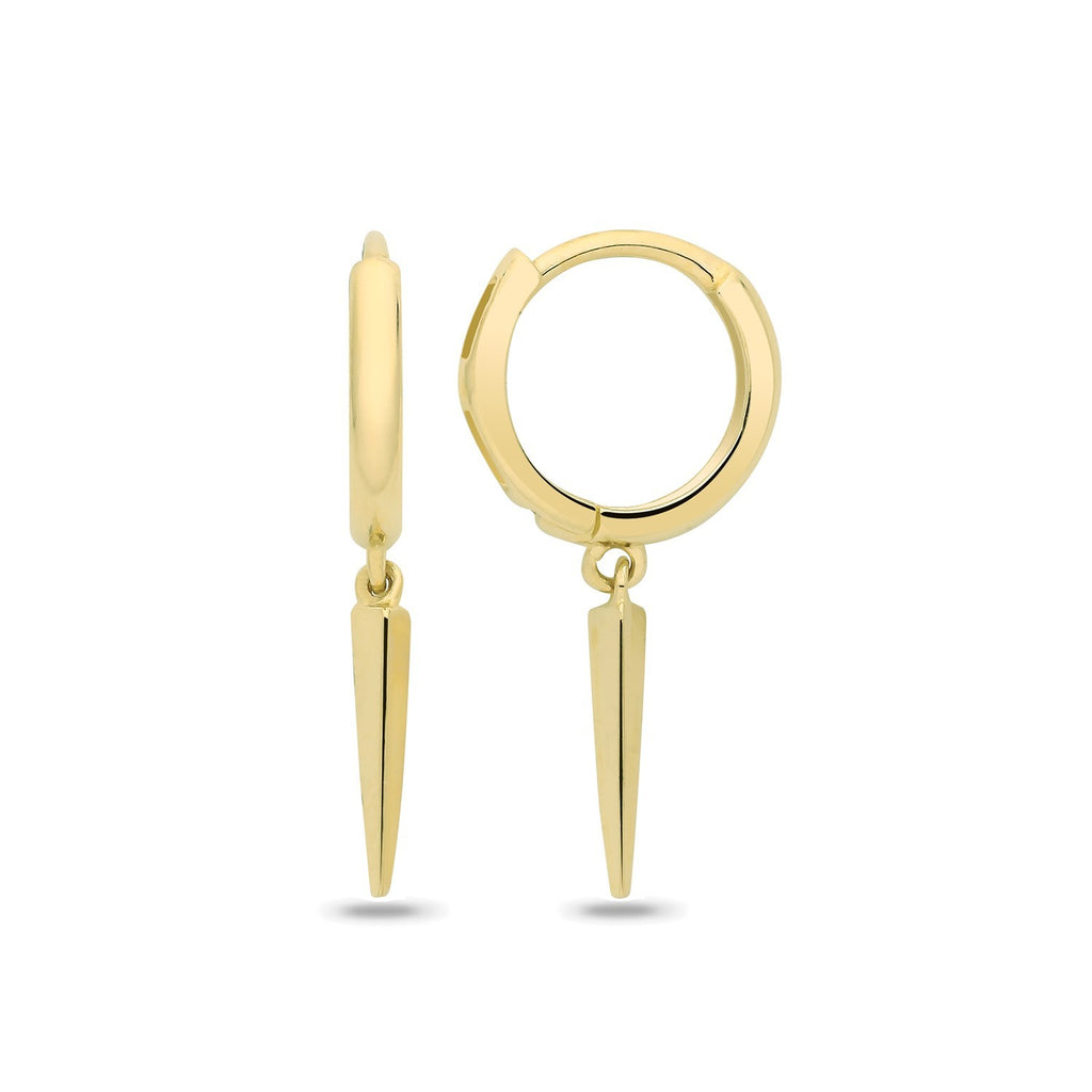 8mm Spike Drop Hoops Earrings 9ct Yellow Gold 375 Hallmarked Brand New