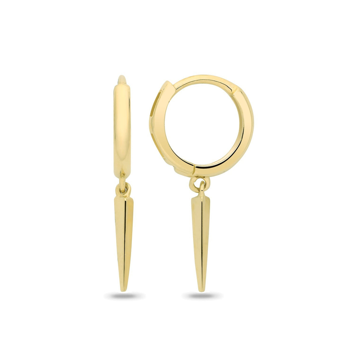 8mm Spike Drop Hoops Earrings 9ct Yellow Gold 375 Hallmarked Brand New