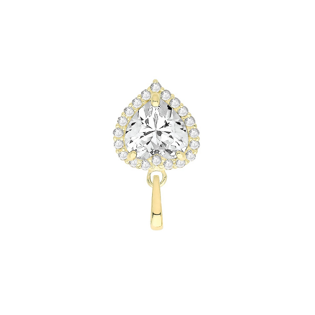 Heart Halo 9ct Yellow Gold Pendant 375 Hallmark British Made All Chain Lengths