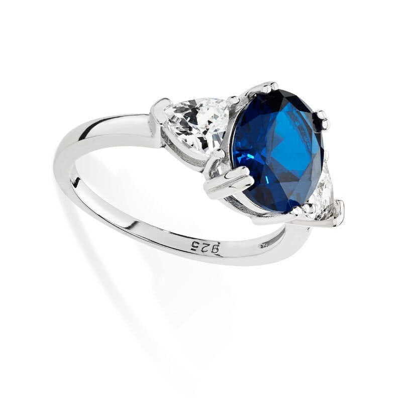 Sterling Silver Sapphire Ring Solitaire 925 Hallmarked British Made Sizes J - R