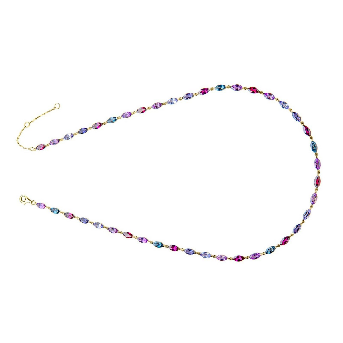 Semi Precious Navette Necklace 9ct Yellow Gold 375 Hallmarked British Made