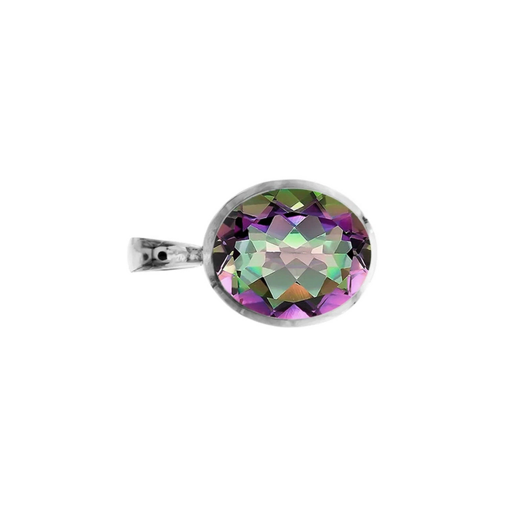Oval Mystic Topaz Pendant Sterling Silver 925 Hallmarked All Chain Lengths