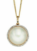 Diamond and Pearl Pendant 9ct Yellow Gold 375 Hallmarked British Made