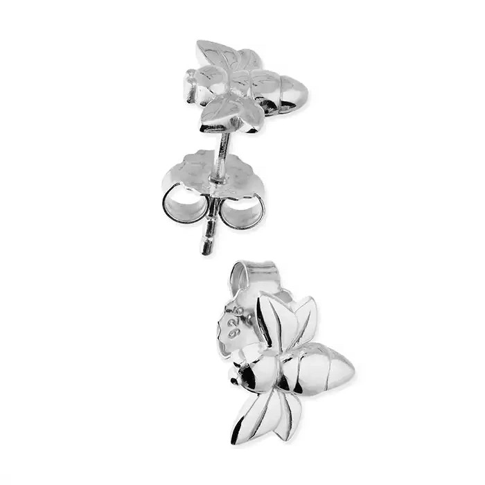 Small Bumble Bee Stud Earrings Sterling Silver 925 Hallmarked British Made