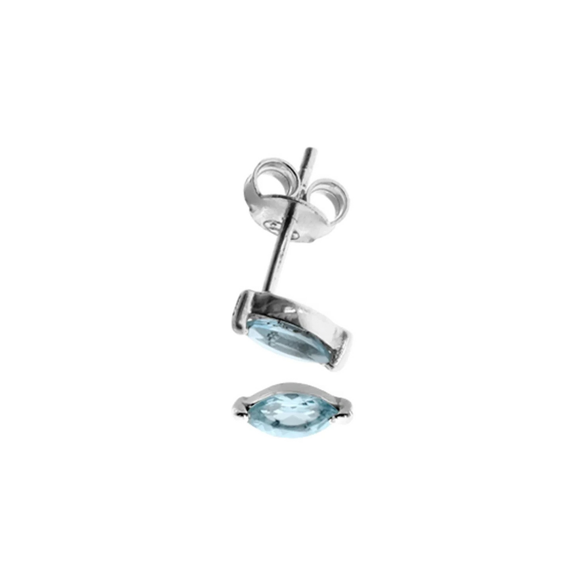 Natural Blue Topaz Marquise Stud Earrings Sterling Silver 925 Hallmarked
