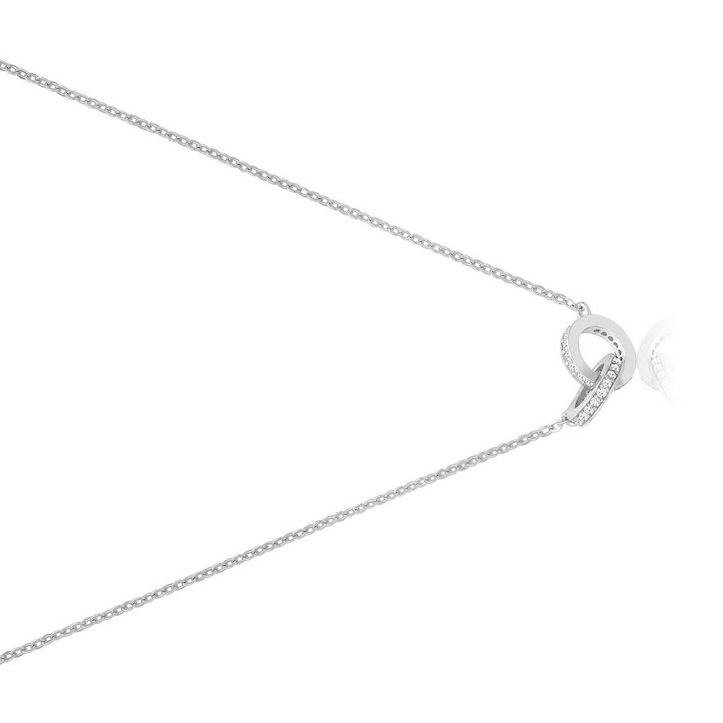 Ladies Pave Ring Necklace Sterling Silver 925 Hallmarked British Made