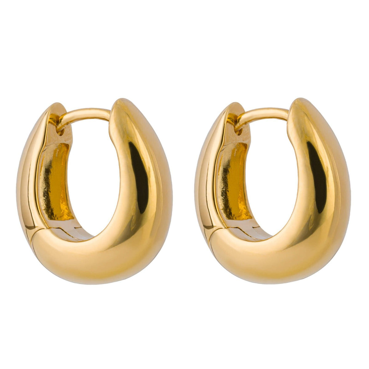 Round Hoop Huggie Earrings 9ct Yellow Gold Plated Hallmarked Brand New Boxed
