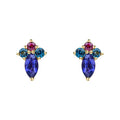 Barcelona Cluster Stud Earrings 9ct Yellow Gold 375 Hallmarked British Made