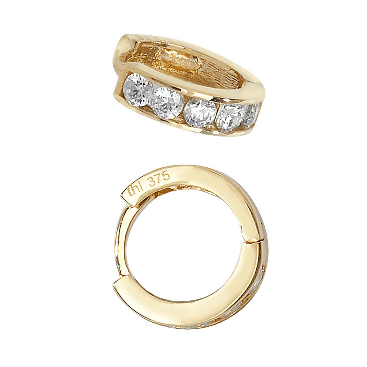 Mens 8mm Huggie Hoop Earring 9ct Yellow Gold Gents 375 Hallmarked Brand New