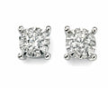 Natural Diamond Cluster Stud Earrings in 9ct White Gold British Made Brand New