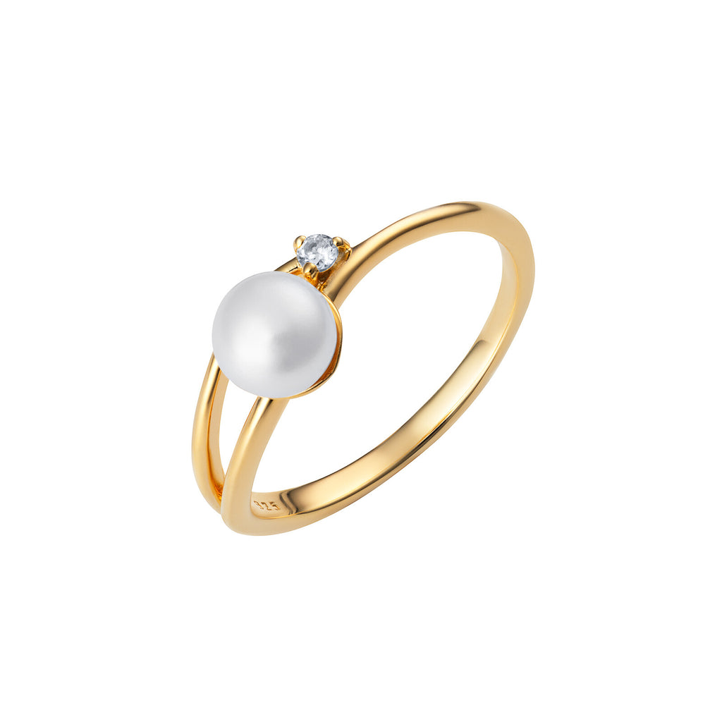 Pearl Wrap Ring 9ct Yellow Gold Plated Hallmarked Size J - R British Made