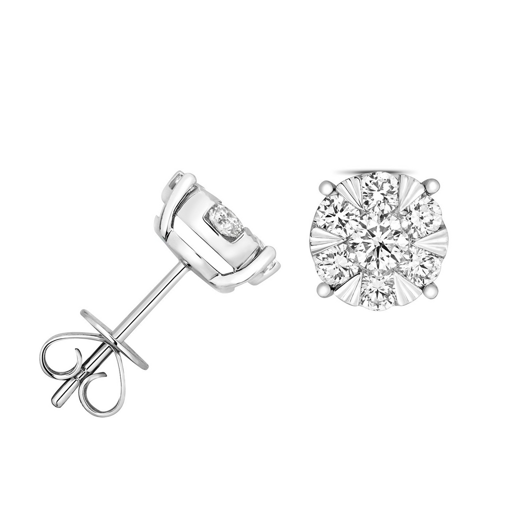7 Natural Diamond Statement Earrings 18ct White Gold Hallmarked British Made
