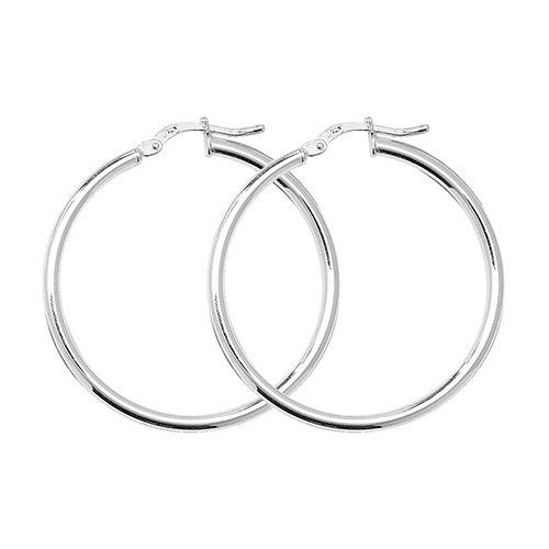 Plain Sterling Silver Hoop Earrings 925 Hallmarked 25mm - 60mm Diameter