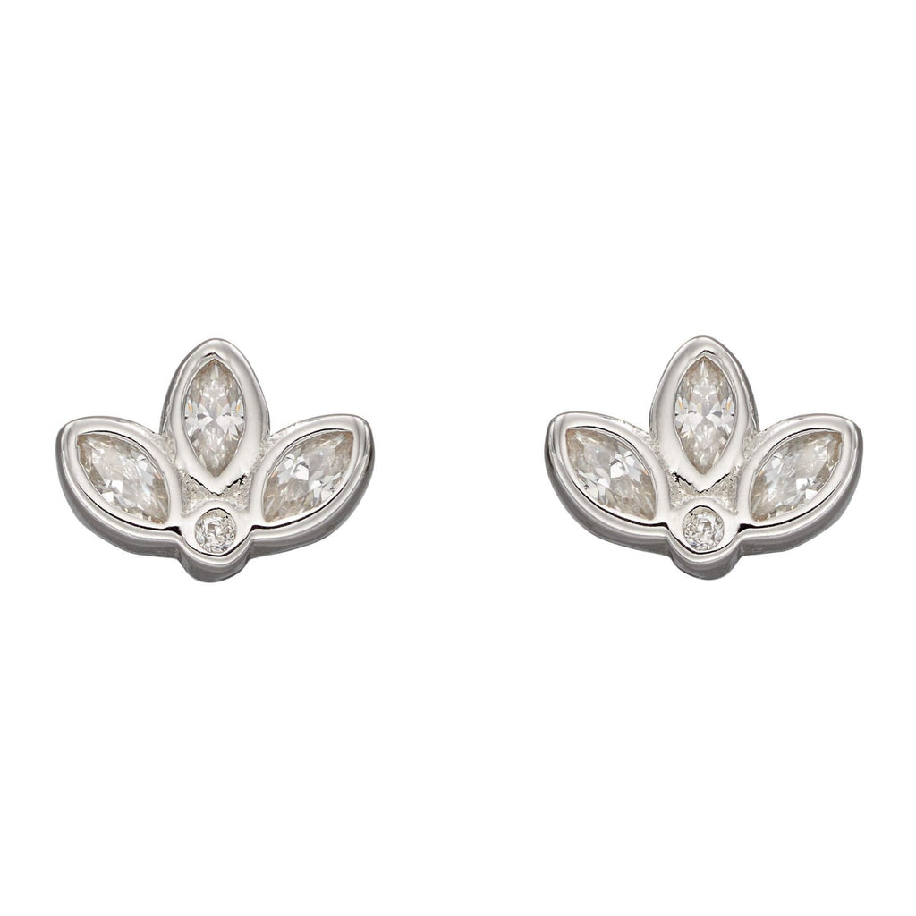 Lotus Flower Stud Earrings Sterling Silver 925 Hallmarked Brand New Boxed