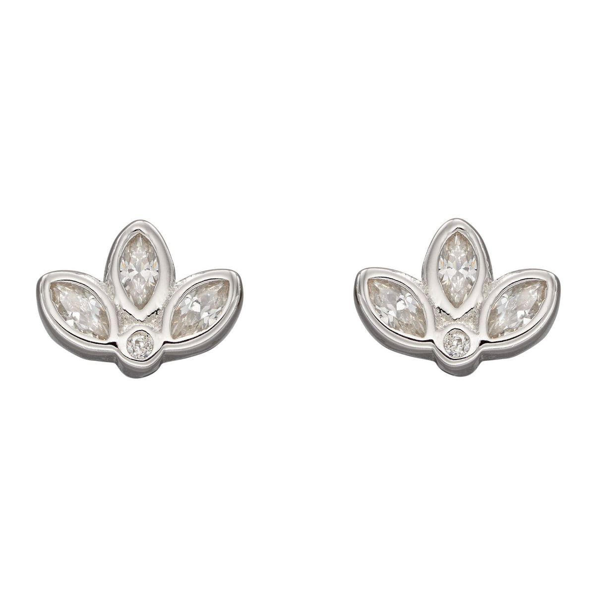 Lotus Flower Stud Earrings Sterling Silver 925 Hallmarked Brand New Boxed