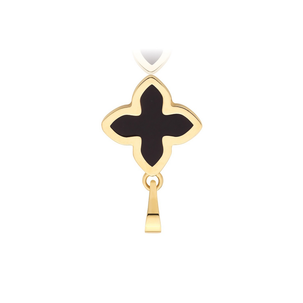 Floral Onyx 9ct Yellow Gold Pendant 375 Hallmarked All Chain Lengths