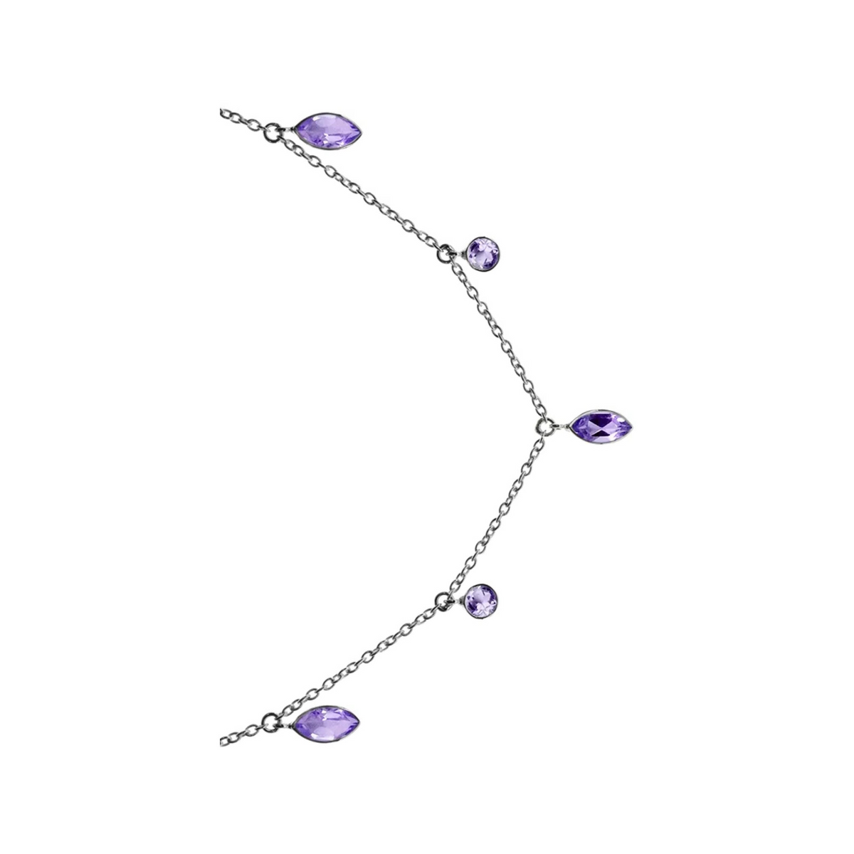 Marquise Amethyst Necklace Sterling Silver 925 Hallmarked British Made