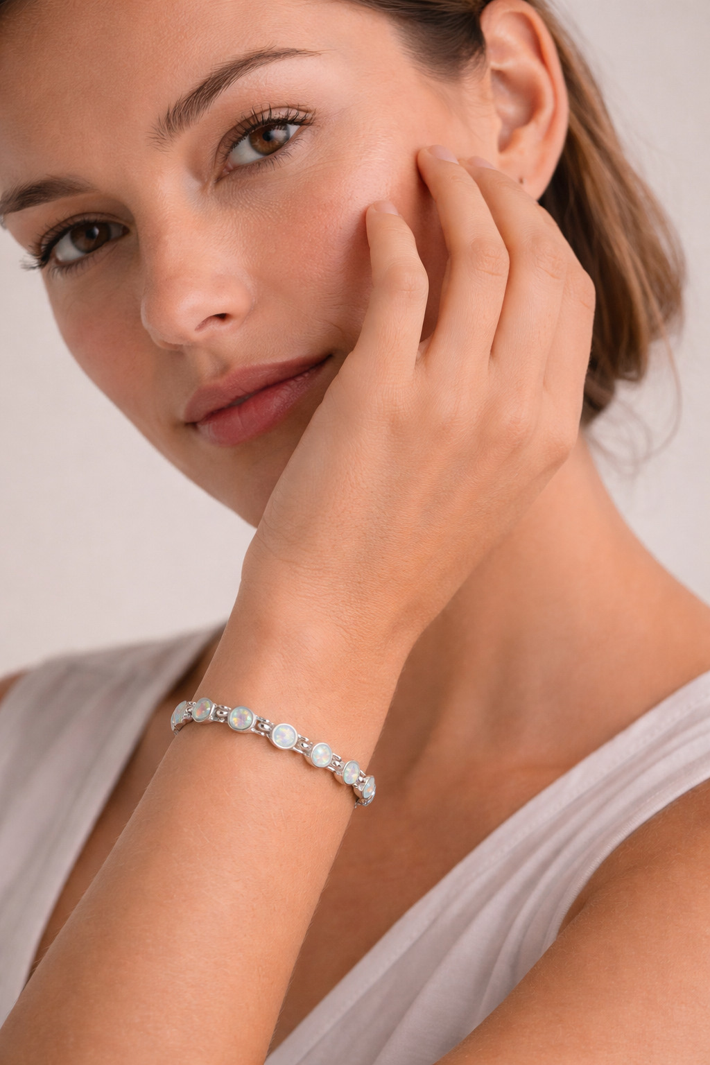 Natural White Opal Bracelet Sterling Silver 925 Hallmarked Brand New Boxed