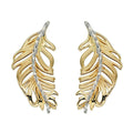 9ct Gold Feather Earrings In Yellow/White Gold Hallmark British Made Brand New