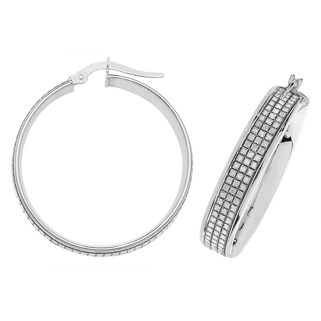 9ct White Gold Hinged Statement Hoop Earrings 375 Hallmarked 15 - 30mm Diameter