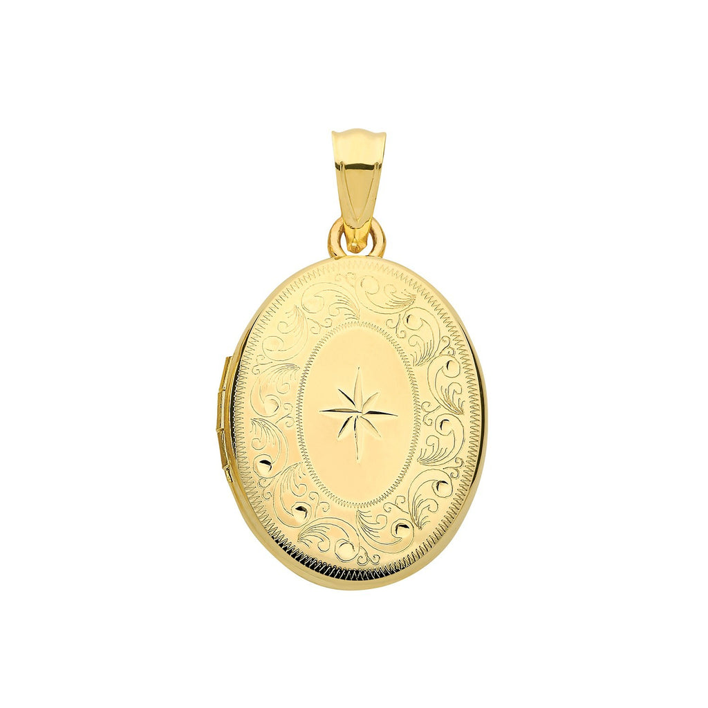 Victorian Style 9ct Yellow Gold Locket 375 Hallmarked  All Chain Lengths