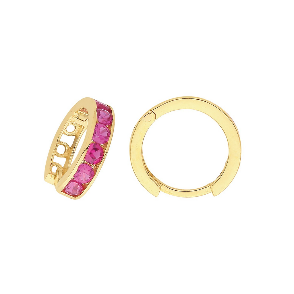 Mens 6 Ruby Huggie Hoop Earring 9ct Yellow Gold 375 Hallmarked Brand New Boxed