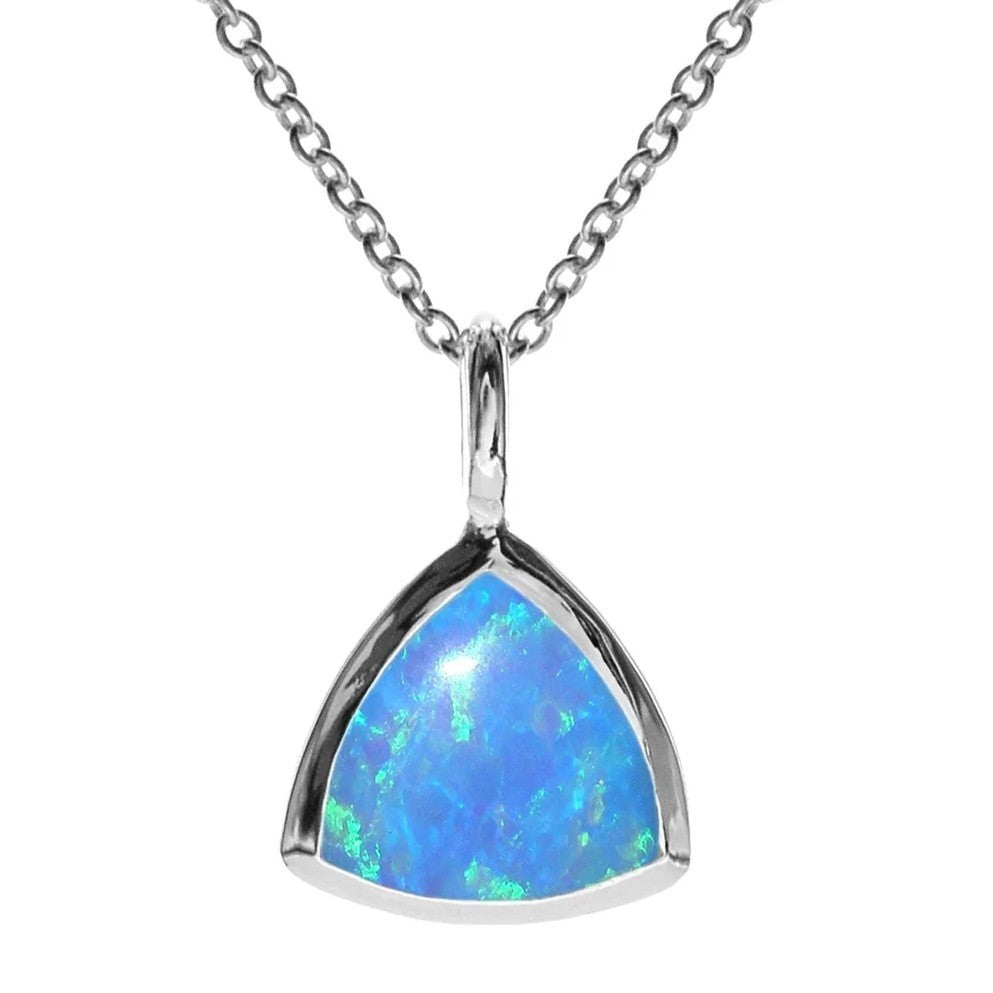Trillion Cut Opal Necklace Solid Sterling Silver 925 Hallmarked British Made