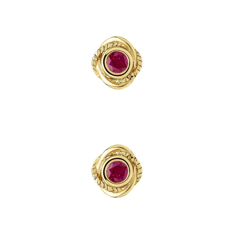 Flush Vintage Ruby Stud Earrings 9ct Yellow Gold 375 Hallmarked British Made