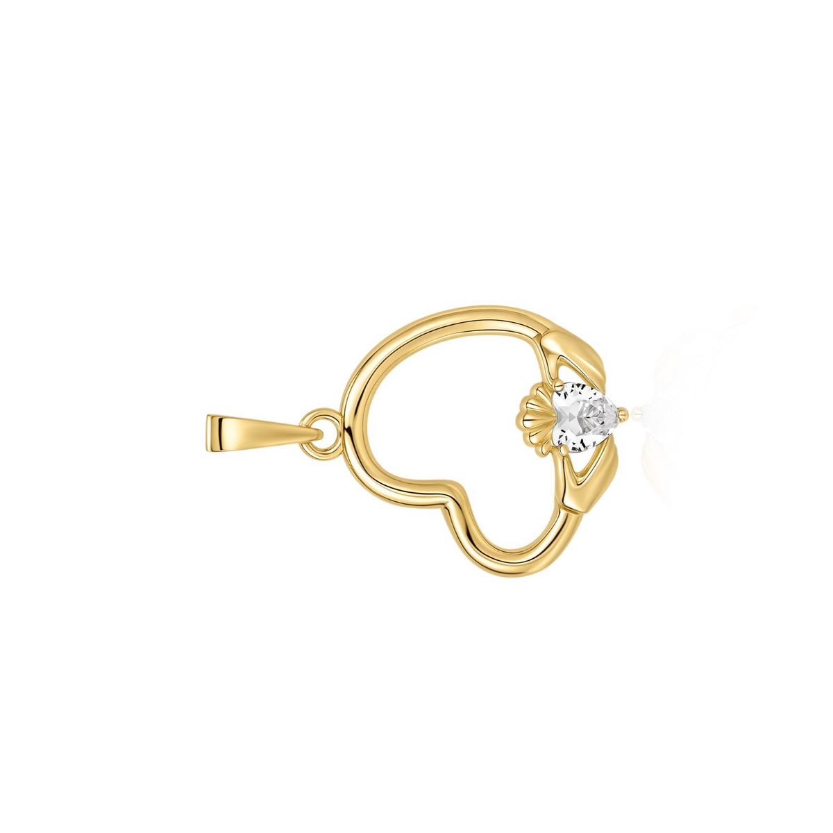Heart Claddagh Pendant 9ct Yellow Gold Plated Hallmarked All Chain Lengths
