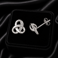 4 Stone Infinity Stud Earrings 9ct White Gold 375 Hallmarked Brand New Boxed